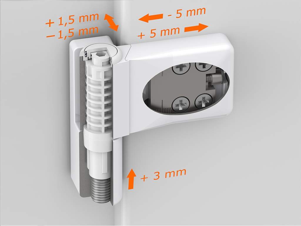 Петля дверная ELEMENTIS серия IQ Mini 16-19 мм, Белый RAL9016 — изображение 3