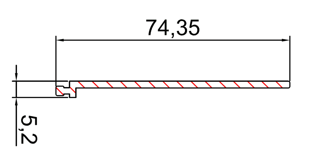 Профиль крышки для зоны прохода TST 1000 мм, неокрашенный, 25505508120