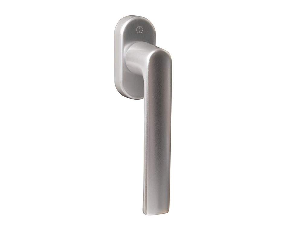 Ручка оконная алюминиевая  HOPPE Hamburg SecuForte, штифт vario fit 32-42 мм, 45°, 2 винта М5х45,  2 винта М5х50, серебро — изображение 5