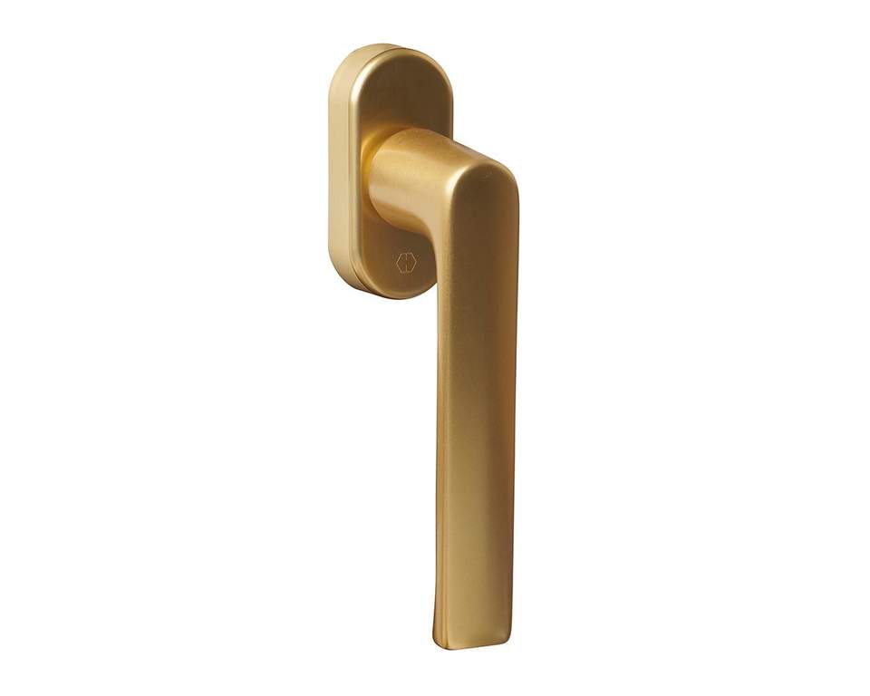 Ручка оконная алюминиевая  HOPPE Hamburg SecuForte, штифт vario fit 32-42 мм, 45°, 2 винта М5х45,  2 винта М5х50, золото — изображение 5