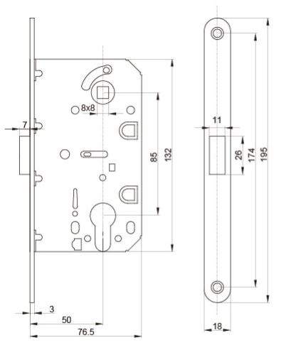 Замок магнитный MAXBAR с ответной планкой, 50x85x18, PZ, универсальный, хром матовый — изображение 3